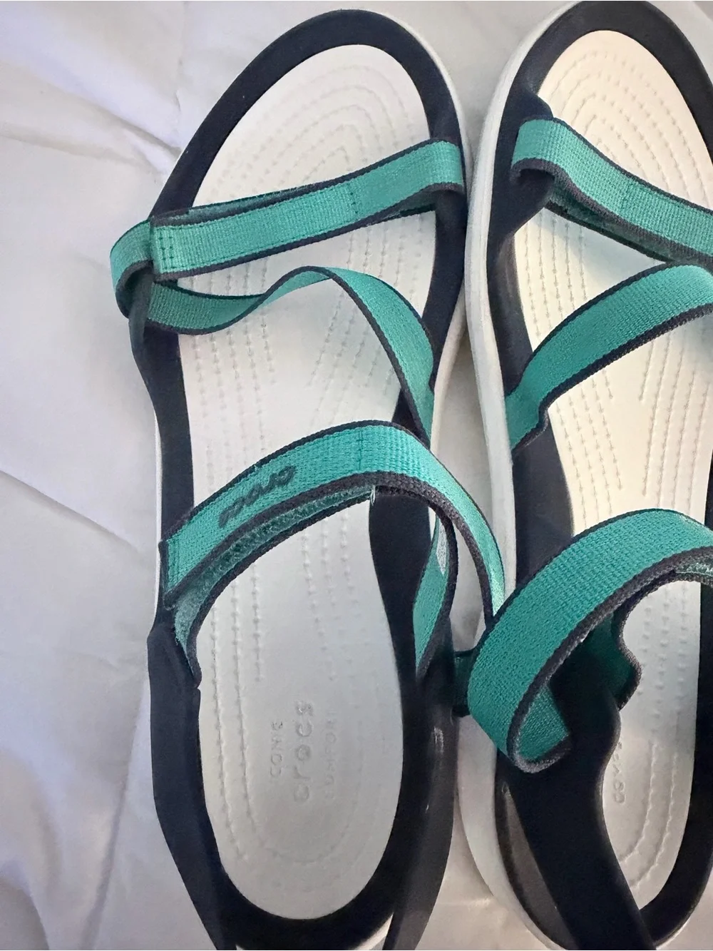 CROCS Teal and Black Adjustable Sport Sandals - Picture 2 of 4